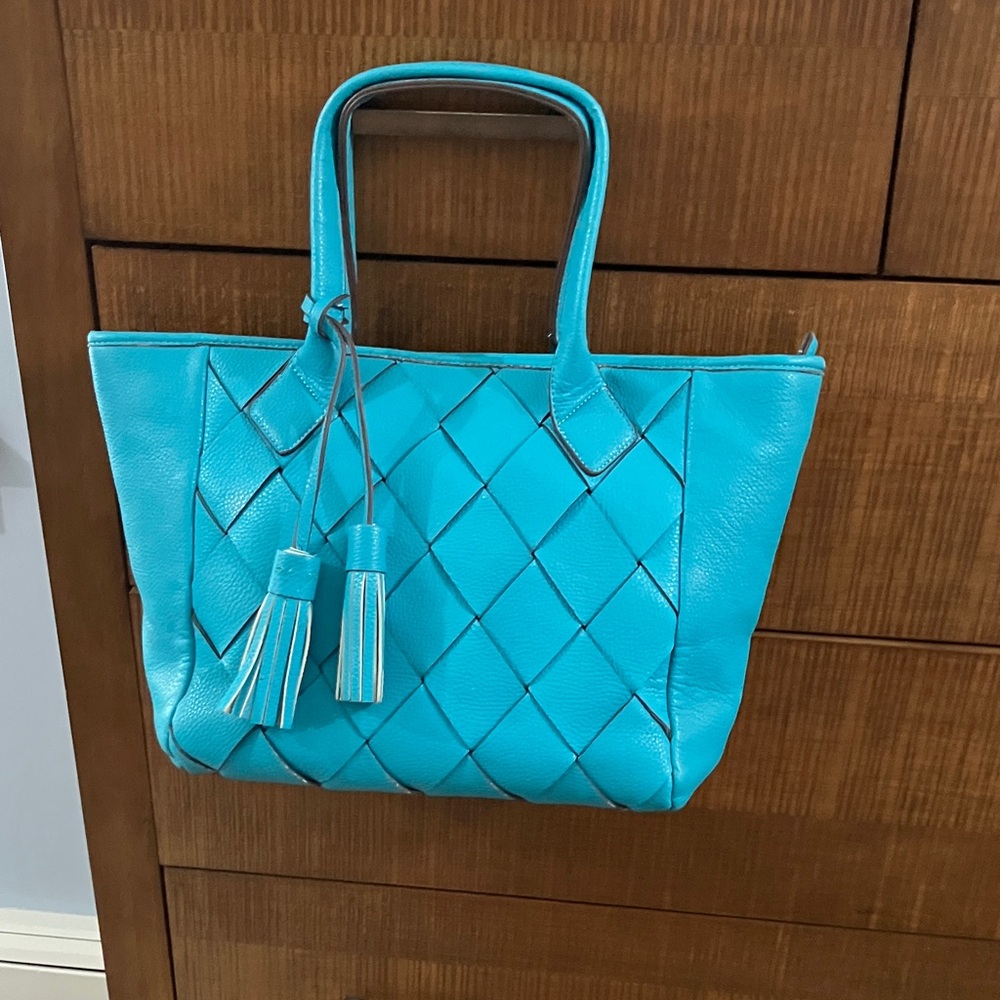 “C” Vegan Leather Tote/Satchel. Very roomy inside; zippered interior pocket.